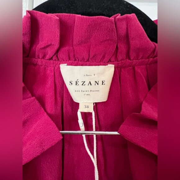 NWT Sezane Loubna Blouse Silk Long Sleeve Top - Picture 3 of 9